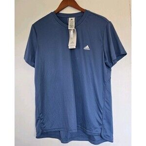 adidas T-Shirt Womens XL Blue AEROREADY Essentials 3-Stripes Short Sleeve NWT